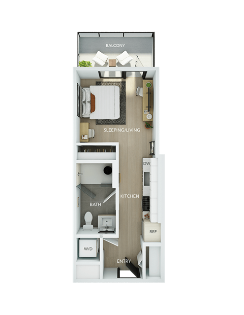 the residence floor plan with bedroom and bathroom